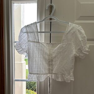 White Eyelet Puff Sleeve Top